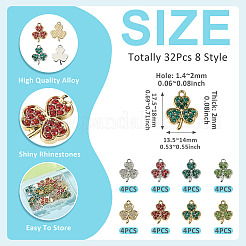 32Pcs 8 Styles Alloy Rhinestone Pendants&nbsp;ALRI-TA0001-45