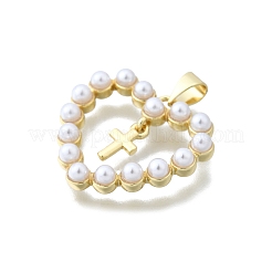 Heart with Cross Brass Pendants&nbsp;KK-V010-19G