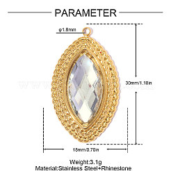 304 Stainless Steel with Crystal Rhinestone Pendants&nbsp;RB-OY001-01G