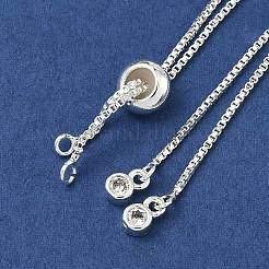 Brass Pave Clear Cubic Zirconia Box Chain Slider Bracelet Making&nbsp;KK-G557-17S