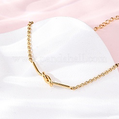304 Stainless Steel Knotted Link Bracelets&nbsp;BJEW-R027-04G