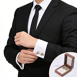 Wood Cuff-link Gift Storage Magnetic Boxes&nbsp;CON-WH0089-265B