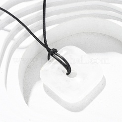 Natural Mixed Gemstone Square Pendants Black PU Leather Cord Necklaces&nbsp;NJEW-K285-01