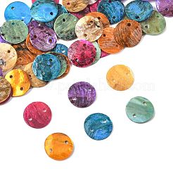 56Pcs 6 Colors Spray Painted Natural Akoya Shell Connector Charms&nbsp;BSHE-FS0001-12