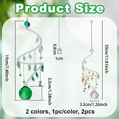 2Pcs 2 Colors Glass Teardrop Hanging Suncatchers&nbsp;HJEW-OC0001-52