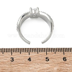 Brass Micro Pave Cubic Zirconia Cuff Open Rings&nbsp;RJEW-C163-06P