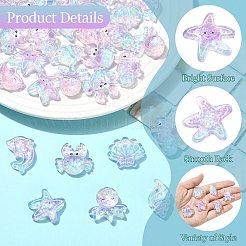 35Pcs 7 Styles Luminous Transparent Resin Paillette Cabochons&nbsp;RESI-CJ0005-33