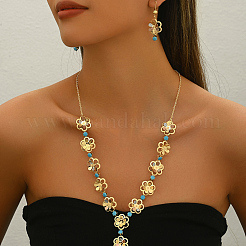 Elegant Flower Iron Cubic Zirconia Earrings & Necklaces Sets for Women's Vacation Parties&nbsp;CW0410