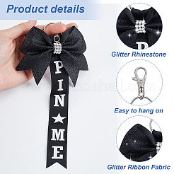 24Pcs Polyester & Rhinestone Keychains&nbsp;KEYC-TW0001-01