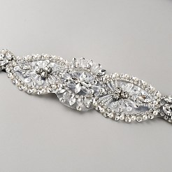 Flower Full Crystal Rhinestone Handmade Bridal Belts for Wedding Dresses&nbsp;AJEW-WH20006-233B-03