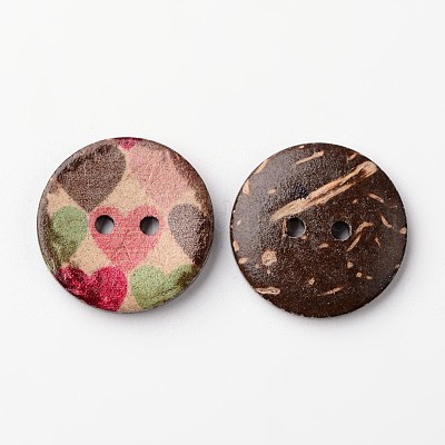 Flat Round 2-Hole Coconut Buttons&nbsp;BUTT-D049-16-1