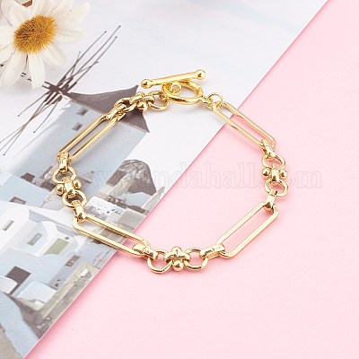 Brass Link Chain Bracelets&nbsp;X-BJEW-JB06016-1