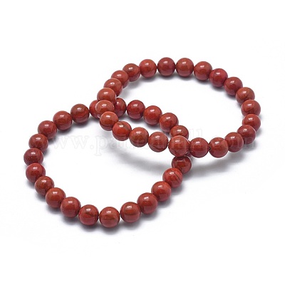 Natural Red Jasper Bead Stretch Bracelets&nbsp;BJEW-K212-C-012-1