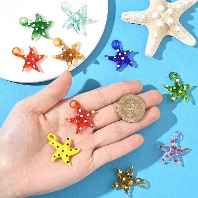 5Pcs Handmade Lampwork Pendants&nbsp;LAMP-YW0001-85-1