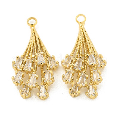 Brass Micro Pave Clear Cubic Zirconia Pendants&nbsp;KK-P263-10G-1