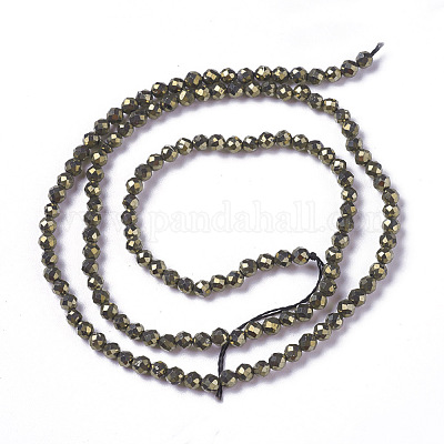 Natural Pyrite Beads Strands&nbsp;G-F596-38-3mm-1