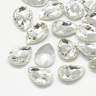 Pointed Back Glass Rhinestone Cabochons&nbsp;RGLA-T081-6x8mm-1