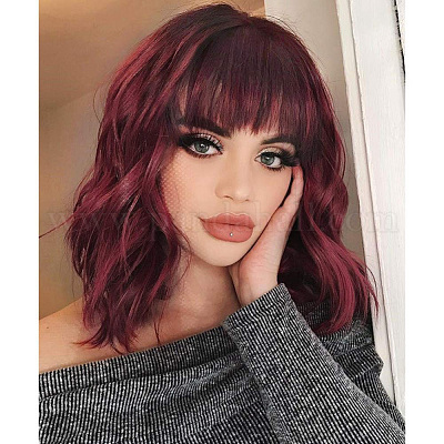 Wholesale Full Head Short Curly Red Wigs with Bangs  display picture 2