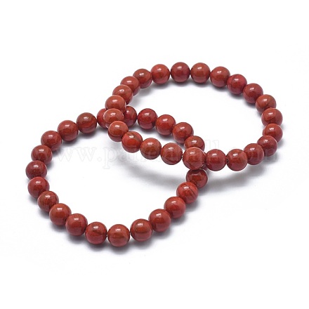 Natural Red Jasper Bead Stretch Bracelets&nbsp;BJEW-K212-C-012-1