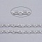 Brass Cable Chains, Unwelded, with Spool, Oval, Cadmium Free & Lead Free, Silver, 4x3x0.6mm, about 301.83 Feet(92m)/roll