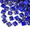2-Hole Drawbench Glass Seed Beads, Opaque Spray Painted, Square, Blue, 5x4.5~5x2~2.5mm, Hole: 0.5~0.8mm