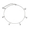Brass Charm Anklets, with Cable Chains, Small Bell, Platinum, 9-1/2 inch(24cm)