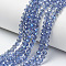 Electroplate Glass Beads Strands, Half Plated, Blue Plated, Faceted, Rondelle, Cornflower Blue, 4x3.5mm, Hole: 0.4mm, about 100~110pcs/strand, 14.5~15.7 inch(37~40cm)