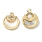 Brass Micro Pave Cubic Zirconia Charms, Cadmium Free & Nickel Free & Lead Free, with Shell, Moon Charm, Real 18K Gold Plated, 14x12x3.5mm, Hole: 1.5mm