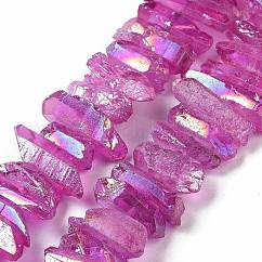 Natural Quartz Crystal Points Beads Strands, Dyed, Nuggets, 15~30x4~8x4~7mm, Hole: 1mm, 8 inch