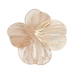 Brass Bead Caps, Etched Metal Embellishments, Cadmium Free & Nickel Free & Lead Free, Flower, Light Gold, 49.5x49.5x1mm, Hole: 0.8~1.4mm