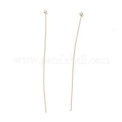 Brass Ball Head Pins, Long-Lasting Plated, Cadmium Free & Lead Free, Real 14K Gold Plated, 50~50.5mm, Head: 1.8mm, Pin: 0.5mm, 24 Gauge
