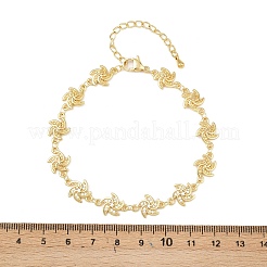 Windmill Brass Micro Pave Clear Cubic Zirconia Link Chain Bracelets for Women&nbsp;BJEW-A090-04G