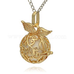 Golden Tone Brass Hollow Round Cage Pendants&nbsp;KK-J230-09G