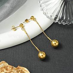 304 Stainless Steel Round Beaded Dangle Stud Earrings for Women&nbsp;EJEW-G417-01G