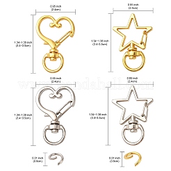 20Pcs 4 Styles Heart/Star Alloy Swivel Clasps&nbsp;FIND-YW0005-60