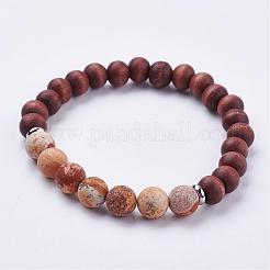 Frosted Mixed Gemstone Stretch Bracelets&nbsp;BJEW-JB03169