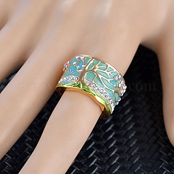 Alloy Rhinestone Wide Band Rings&nbsp;PW-WGE6E98-01