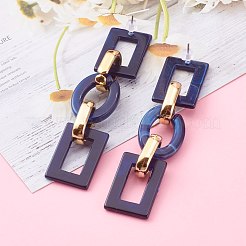 Acrylic & CCB Plastic Link Chain Dangle Stud Earrings&nbsp;EJEW-JE04470