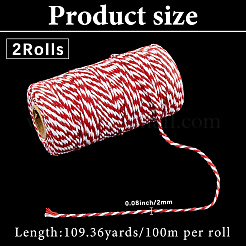 2 Rolls Macrame 2-Ply Cotton Braided Thread&nbsp;MAKN-CY0001-01D