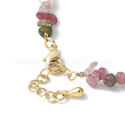 Brass & Natural Pearl & Multicolor Tourmaline Chip Beaded Bracelet Making&nbsp;KK-F892-20G