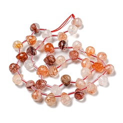 Natural Red Hematoid Quartz/Ferruginous Quartz Beads Strands&nbsp;G-H297-B18-02