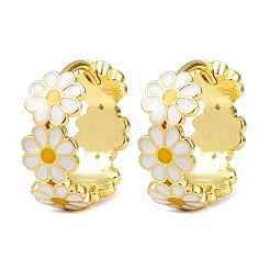 Brass Enamel Hoop Earrings&nbsp;X-EJEW-S277-01G
