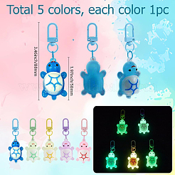 5Pcs 5 Colors PVC Plastic & Resin Tortoise Pendant Decoration&nbsp;HJEW-SP0001-20