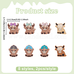 16Pcs 8 Styles Elk & Yak Food Grade Eco-Friendly Silicone Focal Beads&nbsp;SIL-ME0001-04