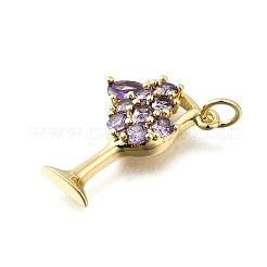 Brass Micro Pave Cubic Zirconia Pendants&nbsp;KK-S523-22G