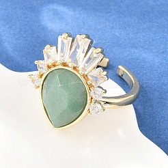 Brass with Natural Green Aventurine Finger Rings&nbsp;GG-CBACC2B-07G-06