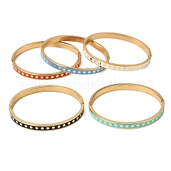 304 Stainless Steel Enamel Bangles&nbsp;BJEW-D408-41G