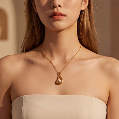 304 Stainless Steel Imitation Pearl Teardrop Pendant Necklaces for Women&nbsp;WG37FBA-01