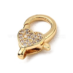 Brass Clear Cubic Zirconia Lobster Claw Clasps&nbsp;KK-Z078-46A-G