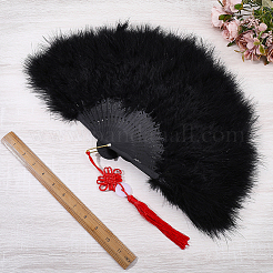 Plastic & Feather Folding Fan&nbsp;AJEW-WH20130-171C